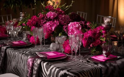 Guide shopping : creer une decoration de table zebree, fuchsia et gris a petit prix